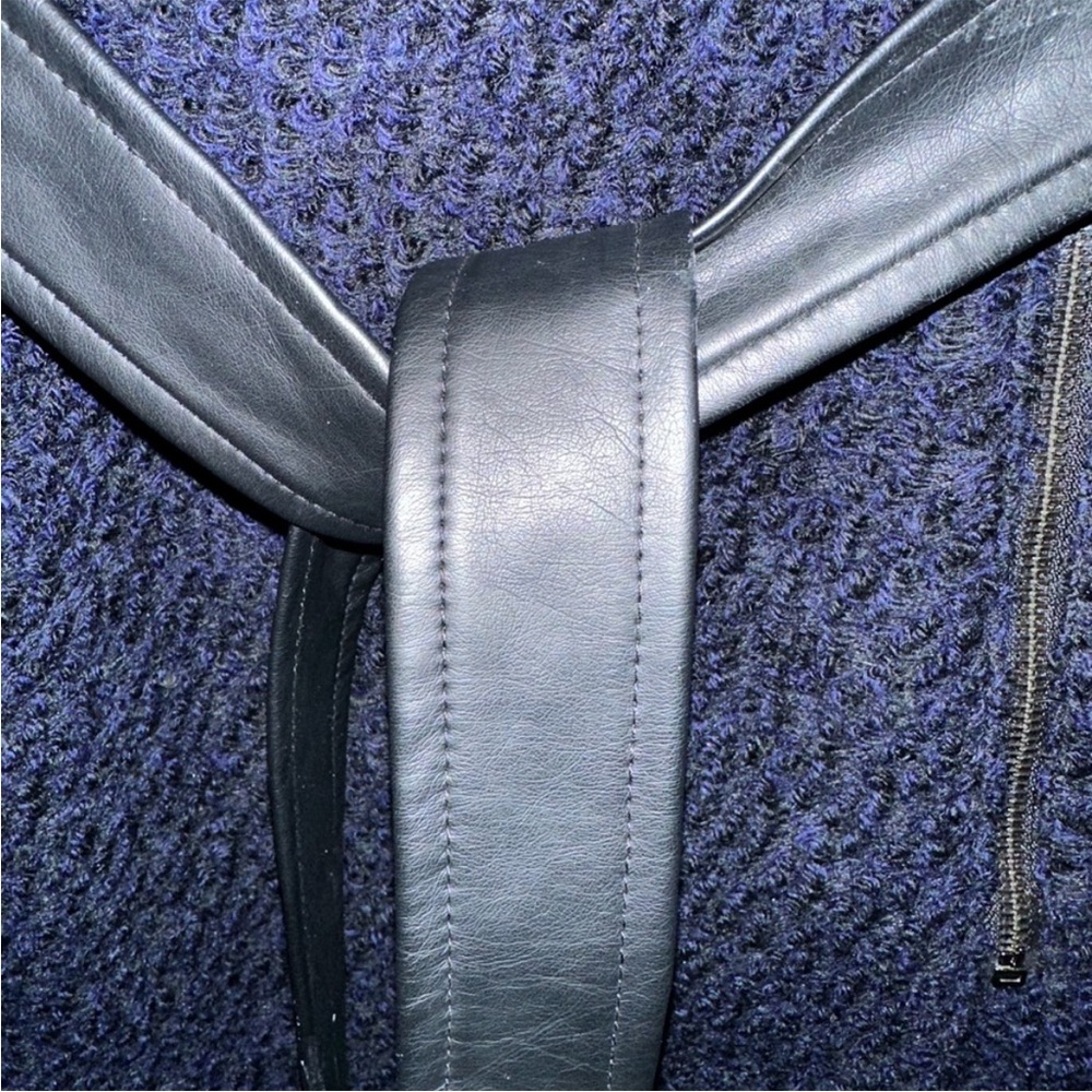 Cole Haan Signature Boucle Oversized Collar Coat in Navy & Black size 8 - Picture 11 of 12